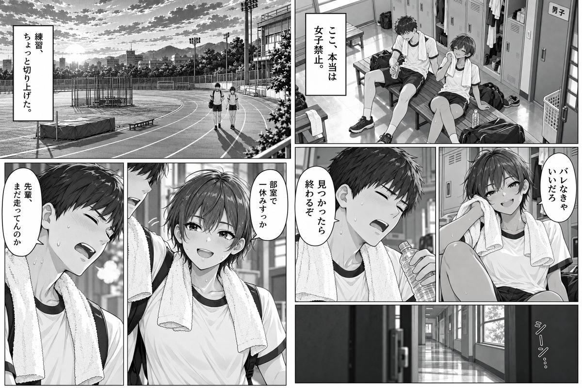 【ユウキ物語】ロッカーに隠れた短髪日焼けのあいつが先輩にバレて…俺の前で罰ゲーム開始 – Preview 2