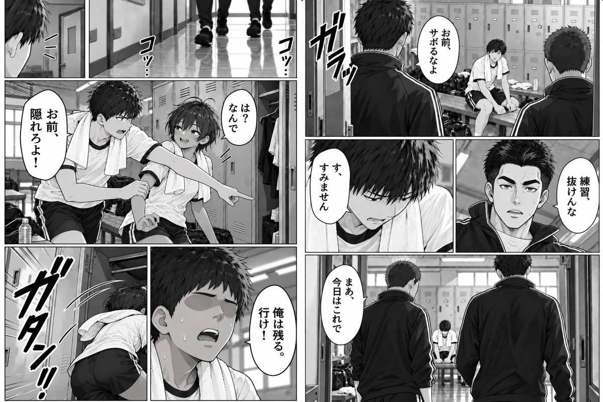 【ユウキ物語】ロッカーに隠れた短髪日焼けのあいつが先輩にバレて…俺の前で罰ゲーム開始 – Preview 3