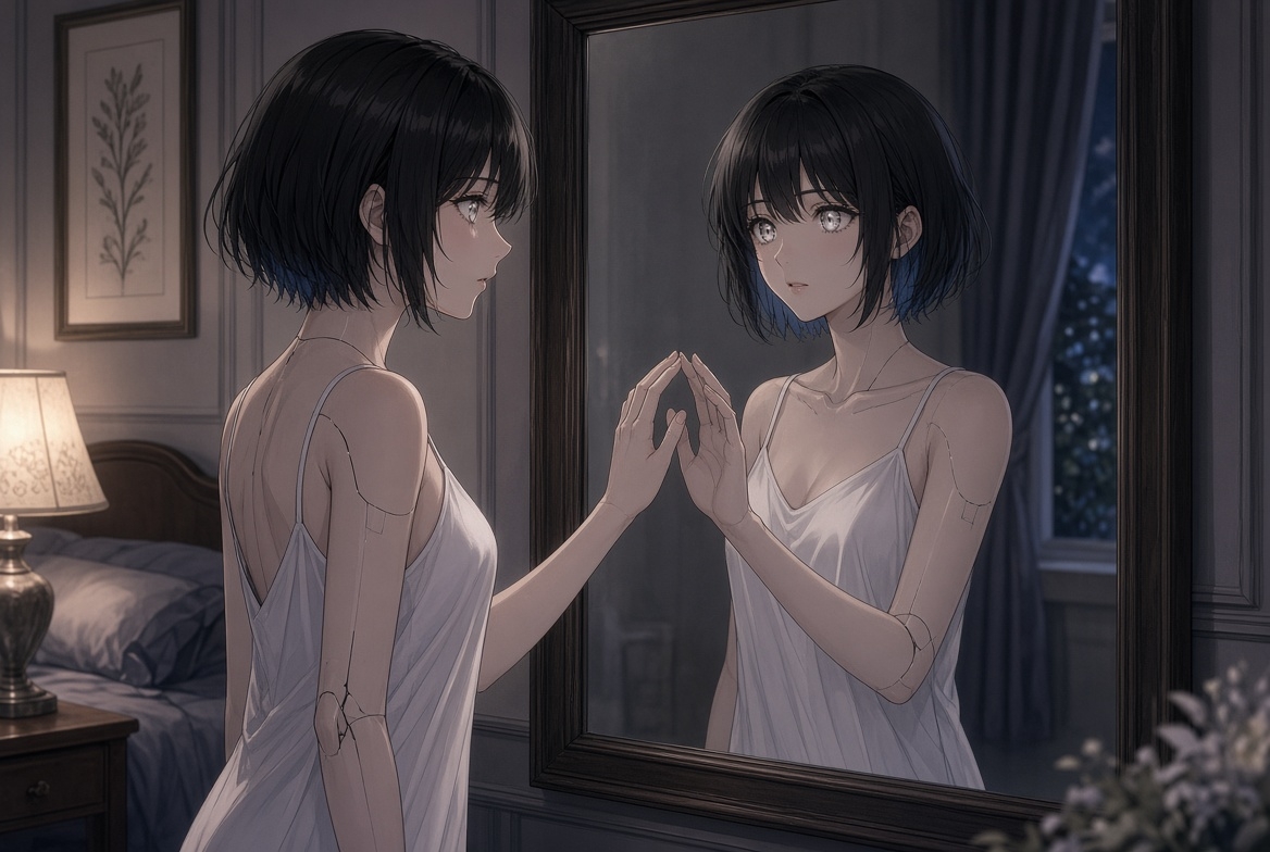 【同期催○】アンドロイドに呼吸も鼓動も快感も映し返されて〜触れた分だけ触れ返される、鏡写しの相互オナサポ〜【アンドロイドと同期する 01】 – Preview 4