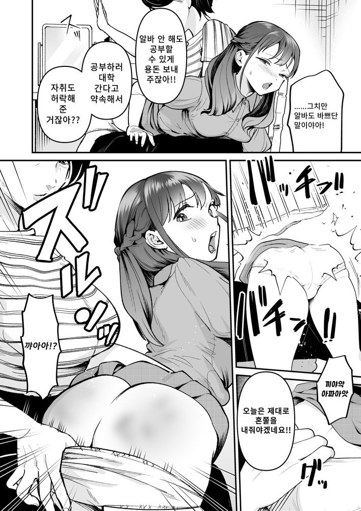 【한국어판】여대생이 돼도 엄마한테 엉덩이 맴매 / 女子大生になってもママからお尻ペンペン