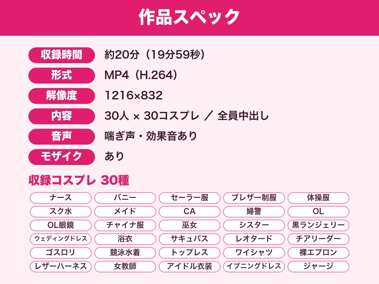 コスプレ爆乳カノジョ専門店 ～30人と生イチャ中出し～