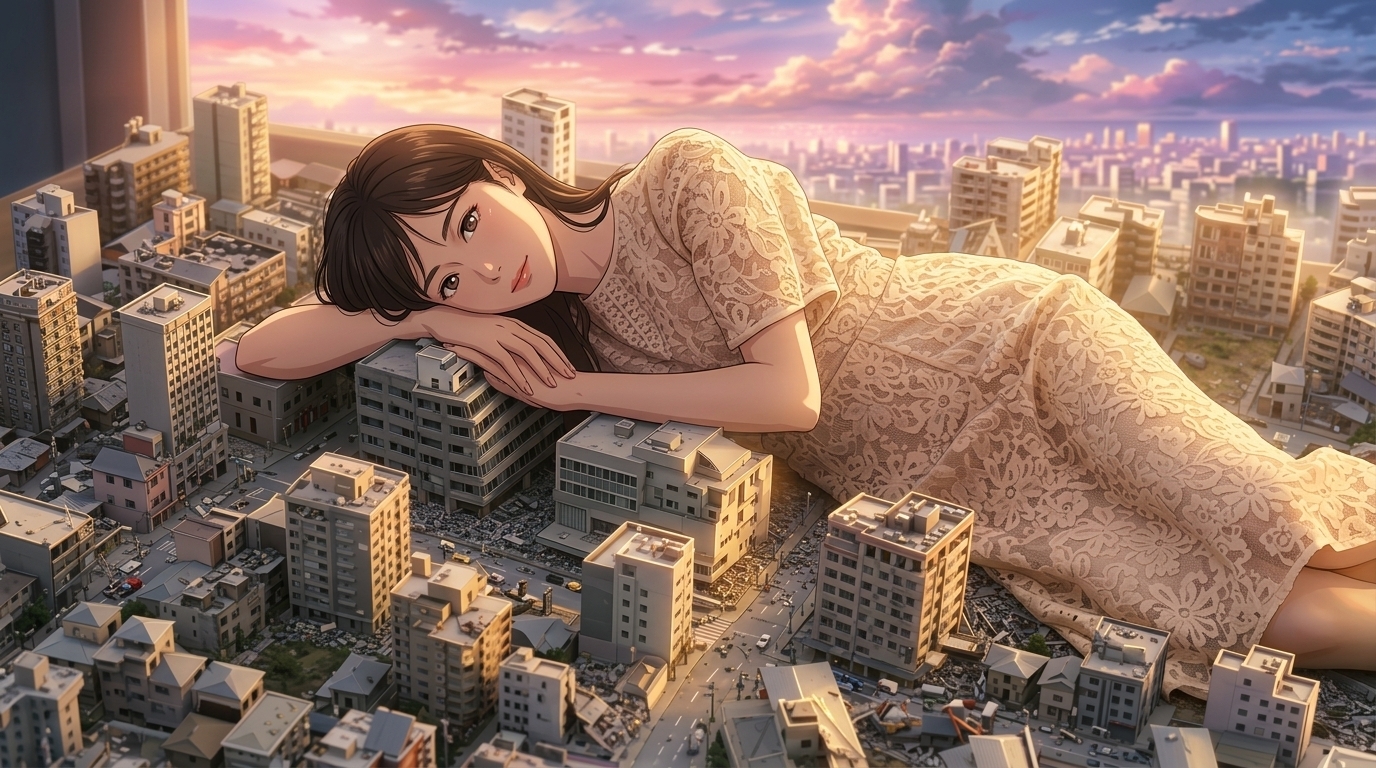 【AIアニメ動画】超巨大娘TOKYOクライシス - 街を見下ろす巨人美女たち【特装スチル+ショート動画集】
