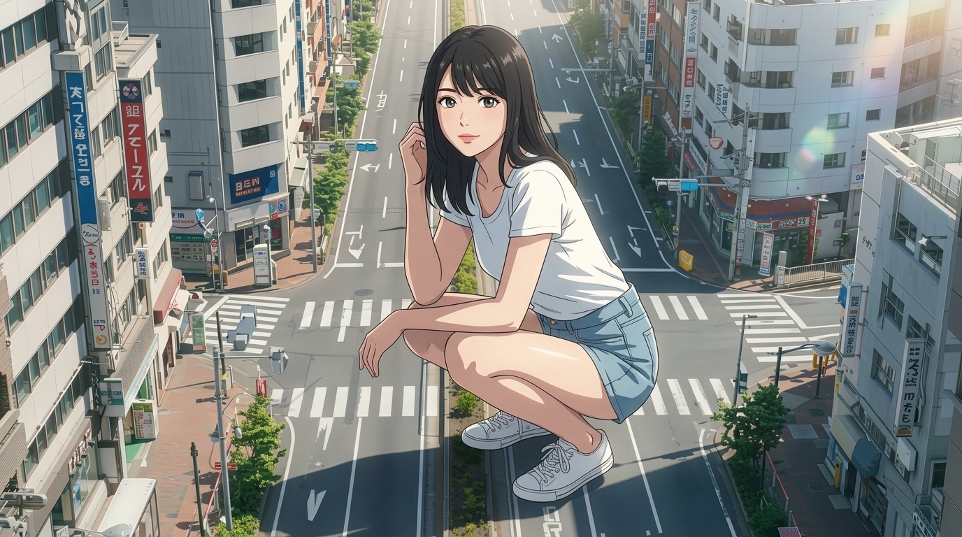 【AIアニメ動画】超巨大娘TOKYOクライシス - 街を見下ろす巨人美女たち【特装スチル+ショート動画集】