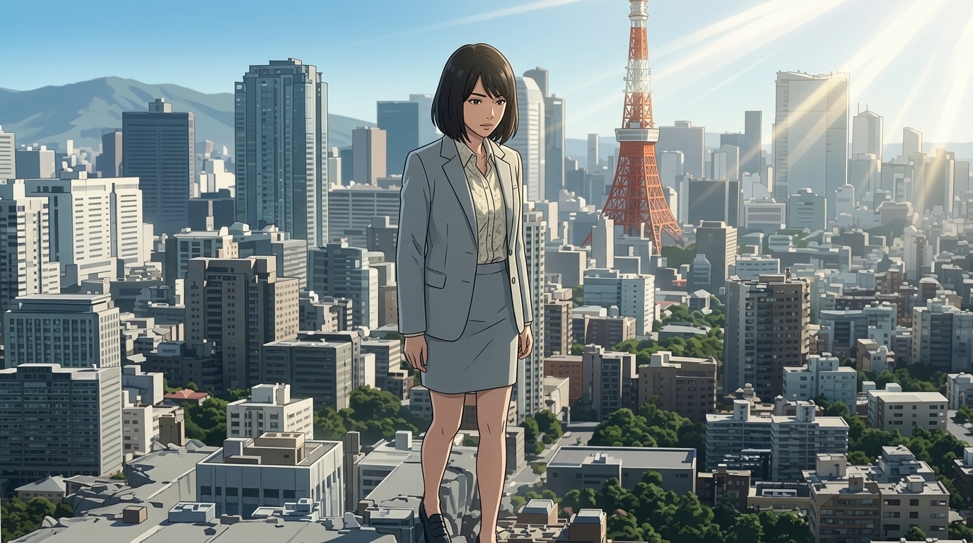 【AIアニメ動画】超巨大娘TOKYOクライシスII - 摩天楼に佇む巨人美女たち【特装スチル+ショート動画集】
