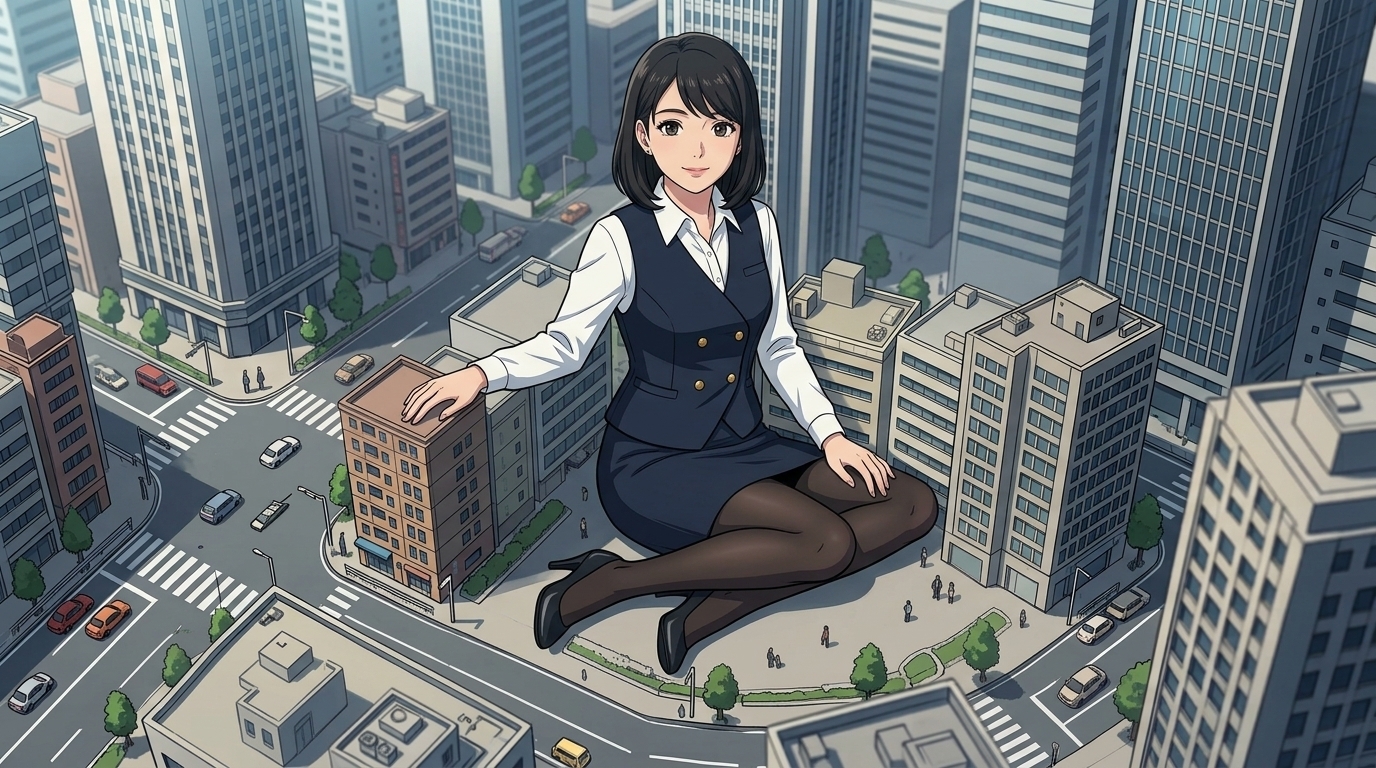 【AIアニメ動画】超巨大娘TOKYOクライシスII - 摩天楼に佇む巨人美女たち【特装スチル+ショート動画集】