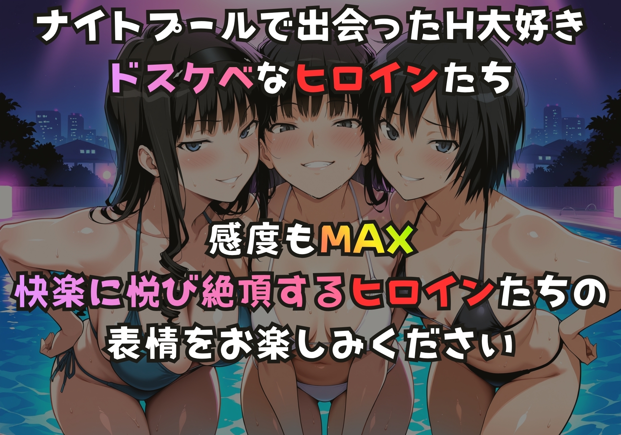 ナイトプールでガンギマるドスケベヒロイン 森島〇るか&絢〇詞&七〇逢 – Preview 2