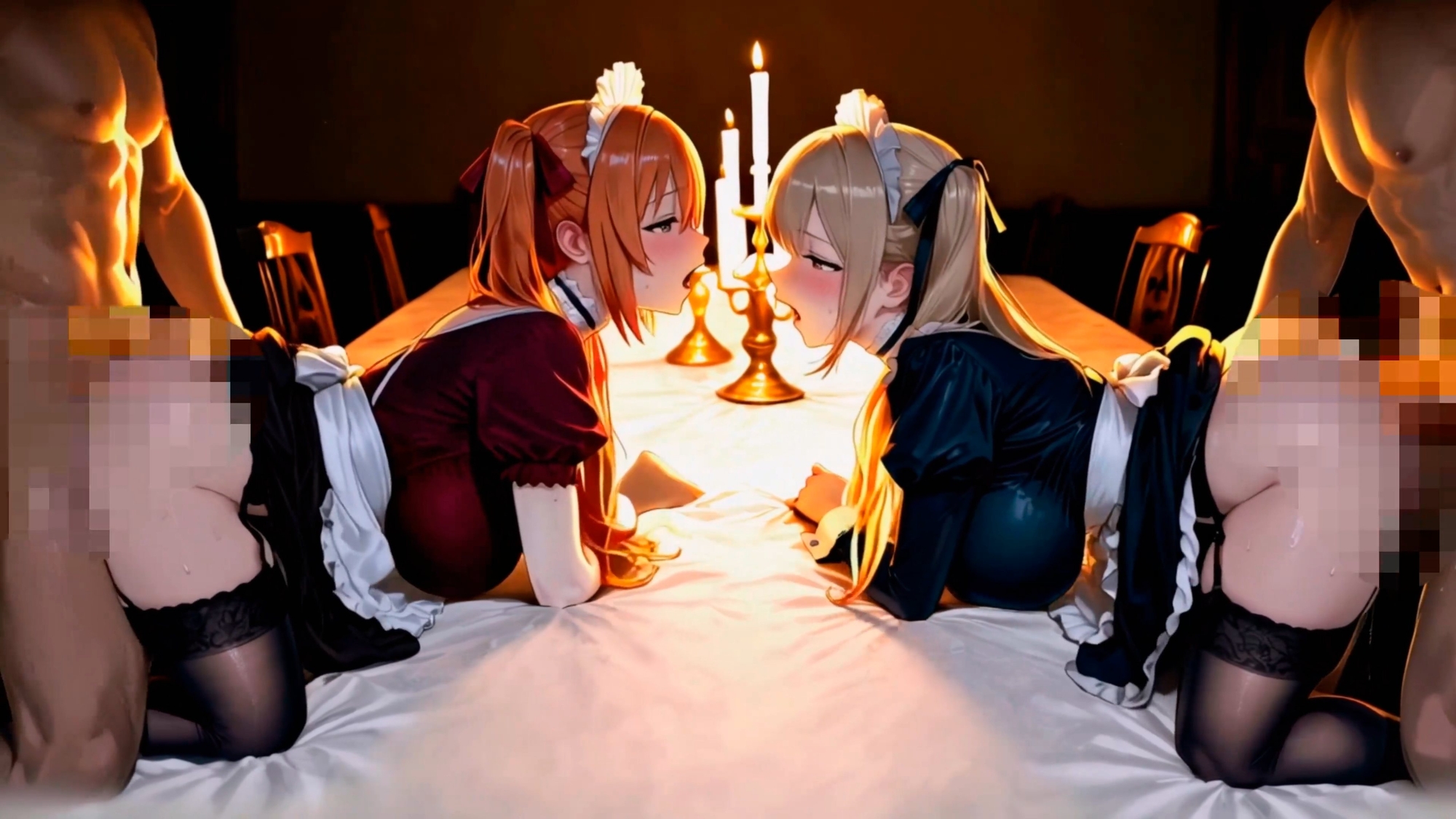 【4K神画質アニメ】性処理メイドと汗だく中出し大乱交！精液逆流236連発！
