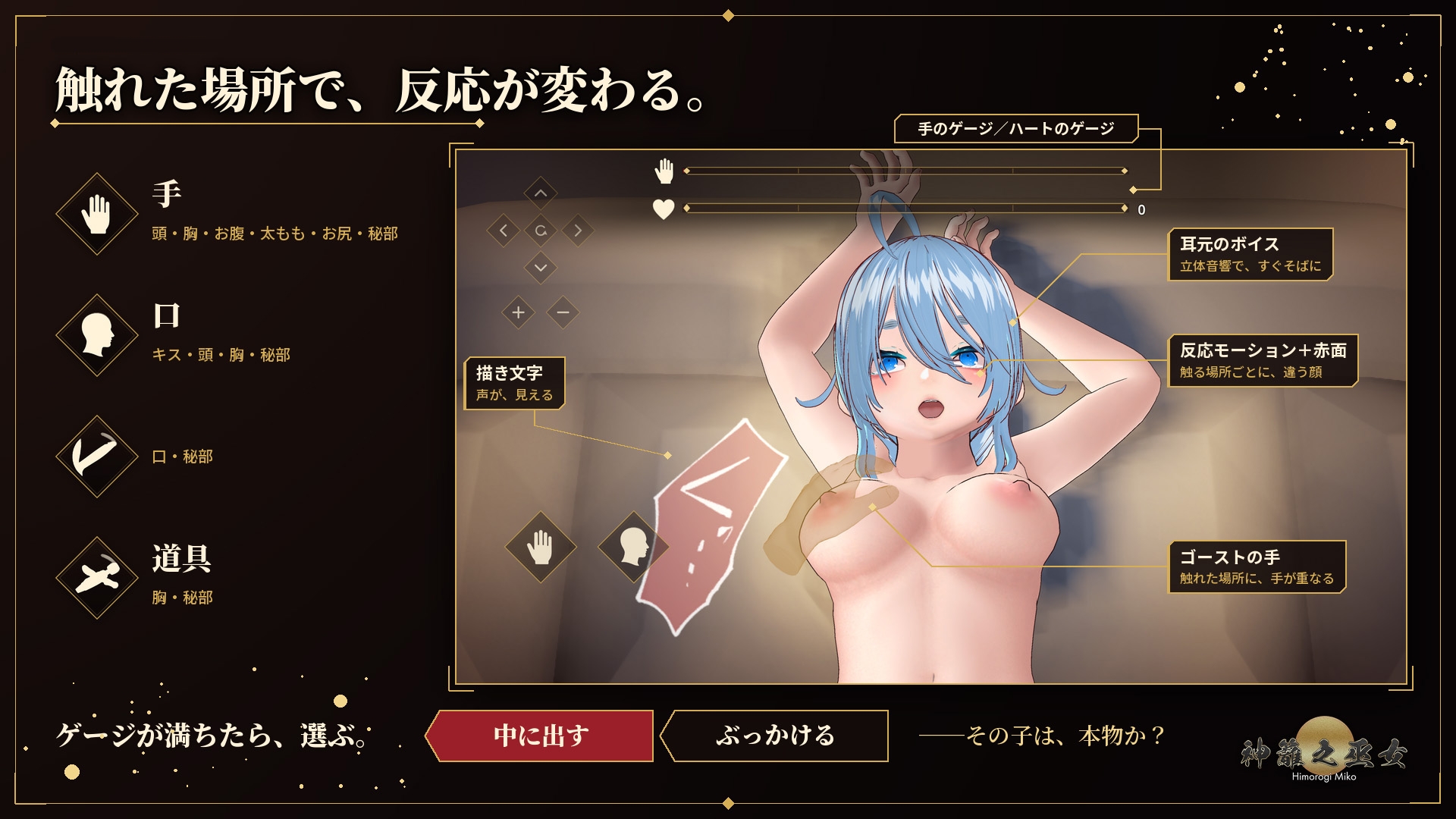 【フル3DVRおさわり】本物には中に、偽物には外に。─サキュバスが化けた巫女を見破れ─神籬之巫女【VR版】