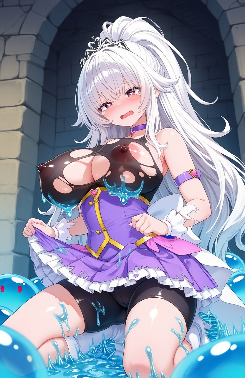 トラップに引っかかりスライムに服を溶かされ孕まされてしまう変身ヒロインたち – Preview 2